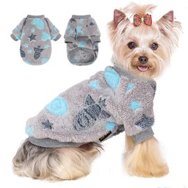 Dog Sweater Glow in The Dark Girl Pink Small Fleece Clothes Winter Soft Thickening Warm Puppy for Dogs Boy Teacup Yorkie Chihuahua (S,Grey)