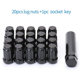 M12x1.5 Lug Nuts M12-1.50 Lug Nuts Black Spline Lug Nuts 12x1.5 1.38" Long Set of 20 Wheel Lug Nut 12mmx1.5 Lug Nuts Acorn Fit for Honda Accord CRV Civic