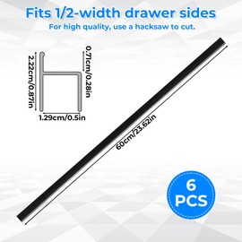 6 Pieces PVC Hanging File Rails, Black File Rails Hanging System, Filing Cabinet Rails, Hanging File Frames for Keeping Your Folders Neat and Organized, 1/2 Inch Drawer Sides 24 Inch Long