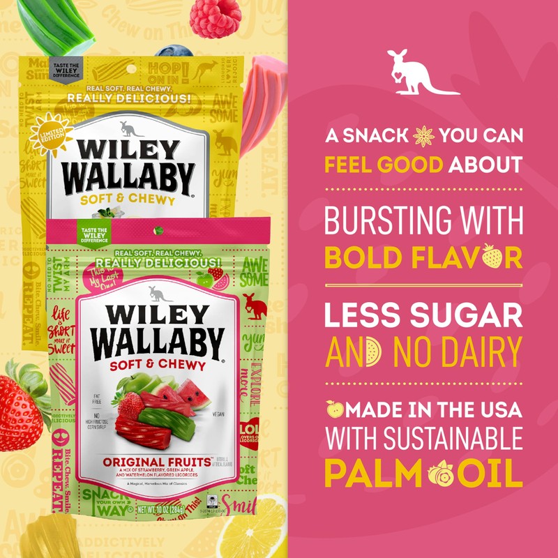 Wiley Wallaby Licorice Variety Pack - Original Fruits and Lemonade