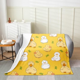 Erosebridal Cartoon Duck Throw Blanket for Kids Boys Girls,Kawaii Yellow Duck Fleece Blanket,Cute Hand Drawn Goose Flannel Blanket 40x50,Lovely Farmhouse Animal Flannel Blanket All Season