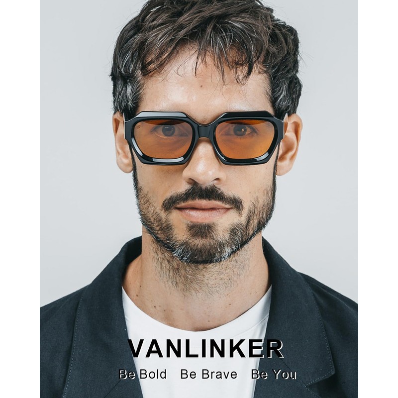 VANLINKER Thick Square Sunglasses for Men Women Retro Vintage Chunky