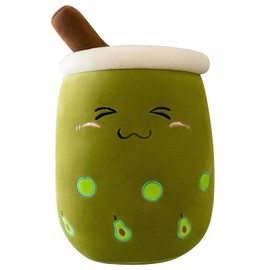 VSFNDB Stuffed Avocado Boba Plushies Bubble Milk Tea Stuffed Animals Plush Toy Pillow Cute Cuddle Plushie Soft Kawaii Hugging Cartoon Food Milk Cup Plush Pillow Gifts for Kids Boys Girls, 19.7 Inches