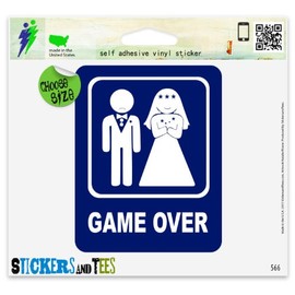 Game Over Marriage Vinyl Car Bumper Window Sticker 3" x 2"