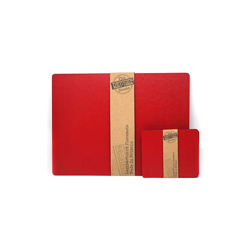 The Dapper House Set of 4 Elementary Red Leatherboard Placemats