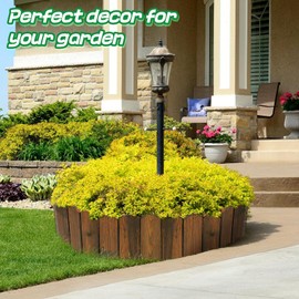 Wooden Garden Edging - 7.9ft x 8in Weather-Resistant Pine Landscape Border Fence for Outdoor Patio Lawns Yard Flower Beds Decoration