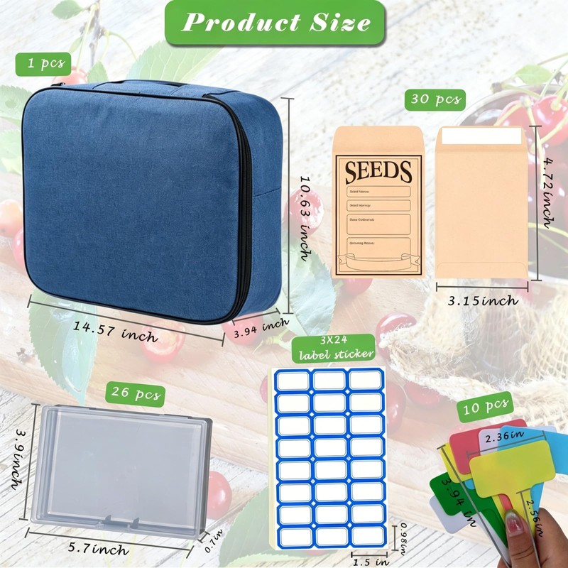 Seed Storage Organizer Kit, Seed Packet Organizer, Blue