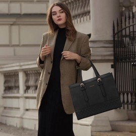 LOVEVOOK Laptop Bag for Women 15.6 inch Canvas Laptop Tote Bag, Large Capacity Work Bag with Clutch Purse, Computer Bag Office Business Briefcase, Casual Handbag for Travel College Teacher School