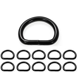 Ganzoo Set of 10 D rings made of stainless steel, 50 mm x 41 mm, material thickness 6 mm, rust-proof, ideal for use in conjunction with Paracord 550, welded steel, colour black matt, brand