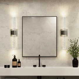 CCYCOL Modern LED Wall Sconces Set of Two - 4000K Dimmable Crystal Bathroom Sconces Wall Lighting Indoor Brushed Nickel Vanity Light Fixture Wall Mount Wall Lights for Bedroom Living Room,18 Inch