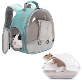 Portable Travel Backpack Habitat for Small Animal, Space Capsule Bubble Window Guinea Pig Bird Bearded Dragon Turtle Carrier Rabbit Squirrel Hamster Cage Breathable Handbag