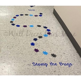 Stomp Bugs Sensory Path Floor Decals for Kids - Die-Cut Vinyl Sensory Walk Decals - Education Sensory Walking Path Stickers - Daycare & School Hallway Decor - Classroom Floor Stickers - 40PC