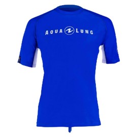 Aqua Lung Men's Short Sleeve Loose Fit Rashguard, Blue/White, X-Large