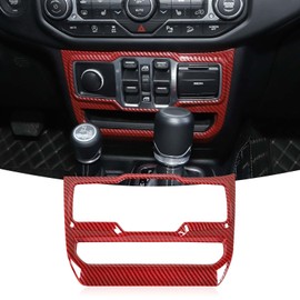 JeCar Window Control Panel Trim Cover Interior Decoration Accessories for 2018-2021 Jeep Wrangler JL JLU & 2020-2021 Jeep Gladiator JT, Red Carbon Fiber