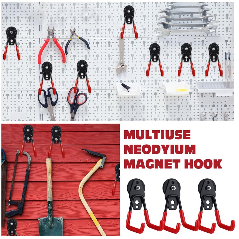 Landhoow 6 Pcs Large Magnetic Hooks Heavy Duty Garage Magnet