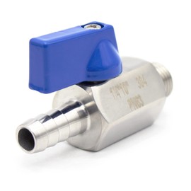 QiiMii Stainless Steel 304 Mini Type Ball Valve BSP Male x Hose Adapter Ball Valve Male Adapter 1/4" x10mm