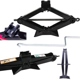 Rustproof Scissor Jack RV Trailer Camper Stabilizer Leveling Scissor Jacks with Speed Crank Handle, Black Steel Scissor Jack, 2 ton(4,400lbs) Capacity, Lift Auto Repair Tool Adjustable Height 90-360mm