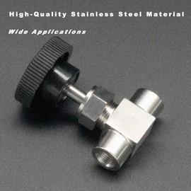 Incontesta 1/8 Inch Stainless Steel Straight Needle Valve with BSPP Female Thread for High Pressure Water Gas Oil Fuel Transmission Control (1/8 inch)
