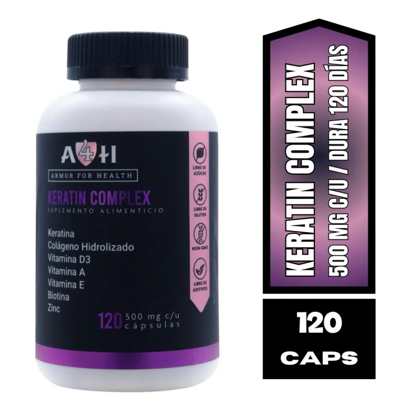 Suplemento Keratina Colageno Biotina Vitamina D3 120 Cap A4h