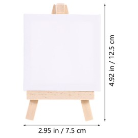 Cabilock 6 Sets Kids Mini Stretched Canvas with Easel Small Art Blank White Canvas Artist Tripod Tabletop Holder Stand Flat Canvas Boards for Painting Party Kids Crafts Oil Acrylic Paints Signs Photos