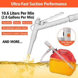 QWV Battery Powered Fuel Transfer Pump with Hand Trigger Nozzle | Electric Gas Siphon Pump for Gasoline, Diesel, Kerosene, Water - 2.8GPM with 54” Long Hose for Cars, Boats, Mowers & Gas Cans