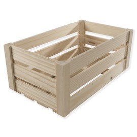 WooDeeDoo Medium Wooden Storage Slatted Crate Box | 28.5 x 17.5 x 12.5 cm | Presentation Display Apple Fruit Unit | Plain Unpainted & Untreated Raw Decorative Pinewood