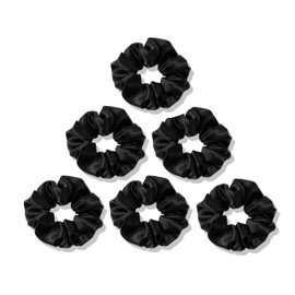 Ziiqidom Big Scrunchies for Women 6.3Inches Large Scrunchie Satin Oversized Silk Thick Elastic Hair Ties Jumbo Hair Scrunchies (6 Black)