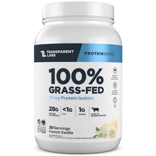 Transparent Labs Grass-Fed Whey Protein Isolate - Naturally Flavored, Gluten