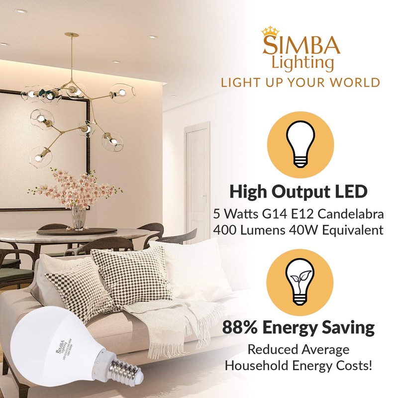 Simba Lighting LED Candelabra E12 Base G14 Small Globe 5