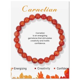Beaded Bracelets for Women Dainty Crystal Bracelets Natural Beaded Stretch Carnelian Healing Bracelets for Women Energy Jewelry Gifts