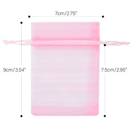 G2PLUS Pink Organza Gift Pouches - 7x9 CM Small Organza Favor Bags, 50 PCS Wedding Jewelry Bags - Clear Mesh Pouches for Wedding, Christmas, Birthday, Anniversary