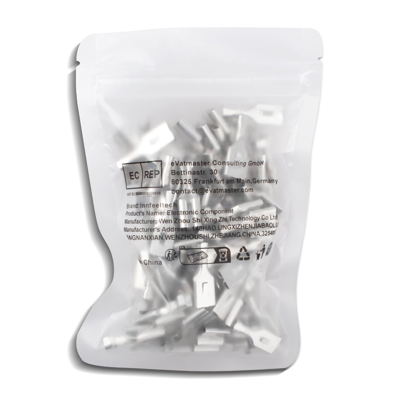 Innfeeltech Pack of 100 Non-Insulated Tin-Plated Spade Crimping Terminals, Connection
