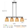 Black 4-Light Kitchen Island Lighting, Boho Rattan Dining Room Light