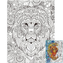 ZOIIWA Lion Giant Coloring Posters for Kids Adults Large Lion Coloring Poster 39.37×51.96 Inch Jumbo Mandala Coloring Posters for School Classroom Family Office Art Craft Activities