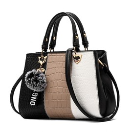 DIRRONA Elegant Women's Handbag Colour Block Design Shoulder Bag Large Capacity Shoulder Bag Casual Travel PU Leather Bags Office School Shopping Handbag, Black (black B), Elegant