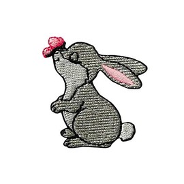 Mono-Quick Iron-On Patch Rabbit with Butterfly 4.0 x 4.0 cm