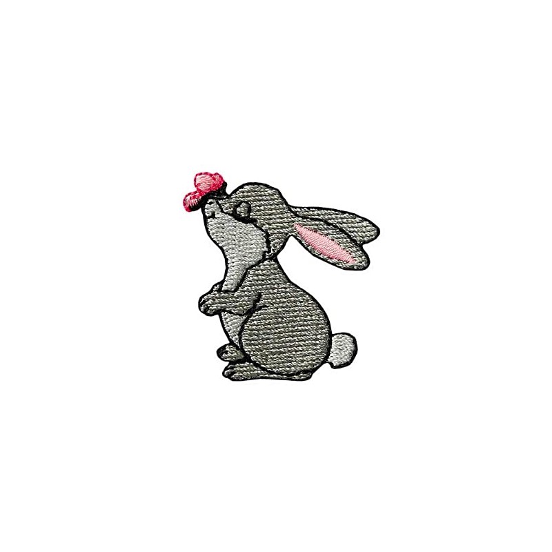 Mono-Quick Iron-On Patch Rabbit with Butterfly 4.0 x 4.0 cm