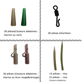 JSHANMEI 120pcs/box Carp Fishing Tackle Kit Bundle Safety Leader-Clips Quick Swivel Anti-Tangle Sleeve Kit