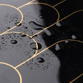 Skyblur 10-Sheet Backsplash Tile for Kitchen Waterproof Geometric Black Gold Peel and Stick Backsplash 12"x12" Self Adhesive Back Splash Wall Tiles Peel and Stick for Bathroom Walls Glossy Finish