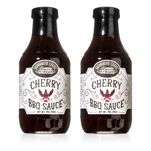 Cherry BBQ Sauce - Brownwood Farms - 20 oz, 2 pack - Sweet & Tangy Flavors - Gluten Free Barbecue Spread for Meats, Veggies & Other Foods