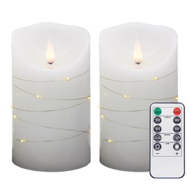 HVTDECOR Flameless LED Candles, Realistic Flickering Flame, Set of Multiple (White, Set of 2 (5 Inch))