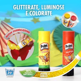 Pritt PGGS2 - Colla Stick colorata con Glitter, rosso/giallo
