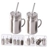 iplusmile 2pcs Stainless Steel Mason Jars Straw Overnight Oats Containers