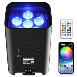 Battery Powered Uplights Rechargeable Par Can 6x18W RGBWA+UV LED Uplight 9600 mAh Remote/APP/DMX512 Control Stage Lights Uplighting Indoor for Wedding DJ Church Christmas Dance