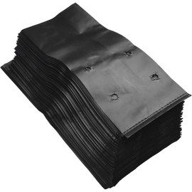 Paquete de 100 bolsas de cultivo de polietileno grueso con agujeros de drenaje para riego por goteo de invernadero, trasplante de frutas, verduras, flores y plantas de cama, color negro, 17 x 25 cm