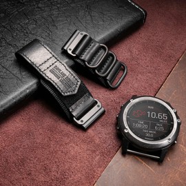 DAVILANE Compatible With Garmin Watch Band, Leather Watch Band Sports Strap For Fēnix/Instinct/Tactix/Vivoactive/Approach/MARQ/Quatix/D2/Forerunner/Enduro,20/22/26MM