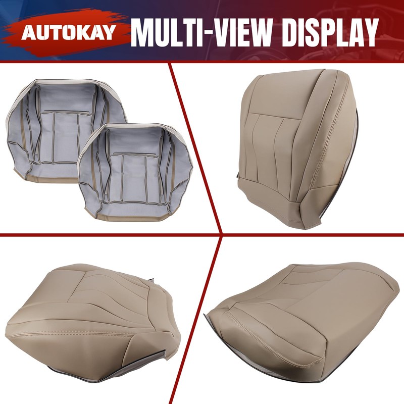 AUTOKAY Driver & Passenger Bottom Seat Cover Oak Tan Fits