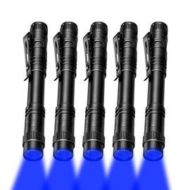 XINFEIBEI Blue Light Penlight Flashlight, Single Mode Blue Light LED Torch for Night Hiking, Hunting and Observing, 5-Pack
