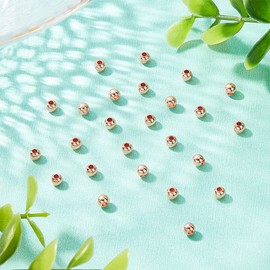 PH PandaHall 50 Pcs 4mm Rack Vacuum Plating Brass Round Bead Spacers for Bracelet Necklace Jewelry DIY Craft Making, Rose Gold