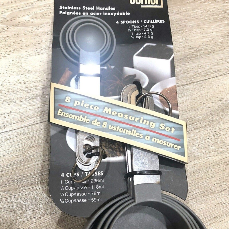 Cook's Corner 488GYM 8PC Measuring Cups and Spoons Set Gray